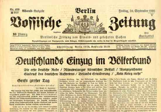 Vossische Zeitung vom 10.9.1926